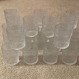 Tririte- Set of 24 Pack Clear Glass Polka Dot Embossed Candle Votive Holders NIB